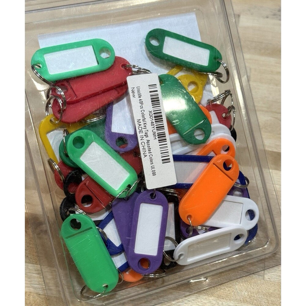 Plastic Key Tags 40 Pieces Assorted Colors NIB Uniclife